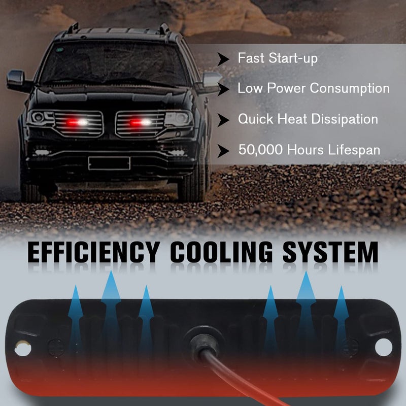 DIBMS LED Emergency Strobe Lights, 8x Red White 6 LED Strobe Warning Emergency Flashing Light Caution Construction Hazard Light Bar For Car Truck Van Off Road Vehicle ATV SUV Surface Mount - Image 3